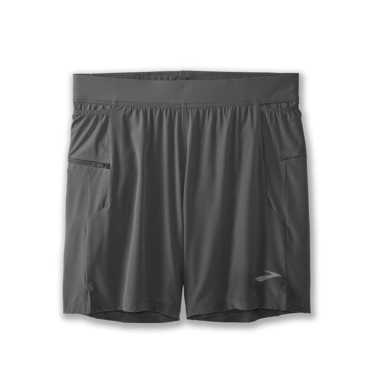 Brooks Men's SHERPA 7 2-IN-1 Running Shorts - Steel/grey - Canada (PCXNF-6718)